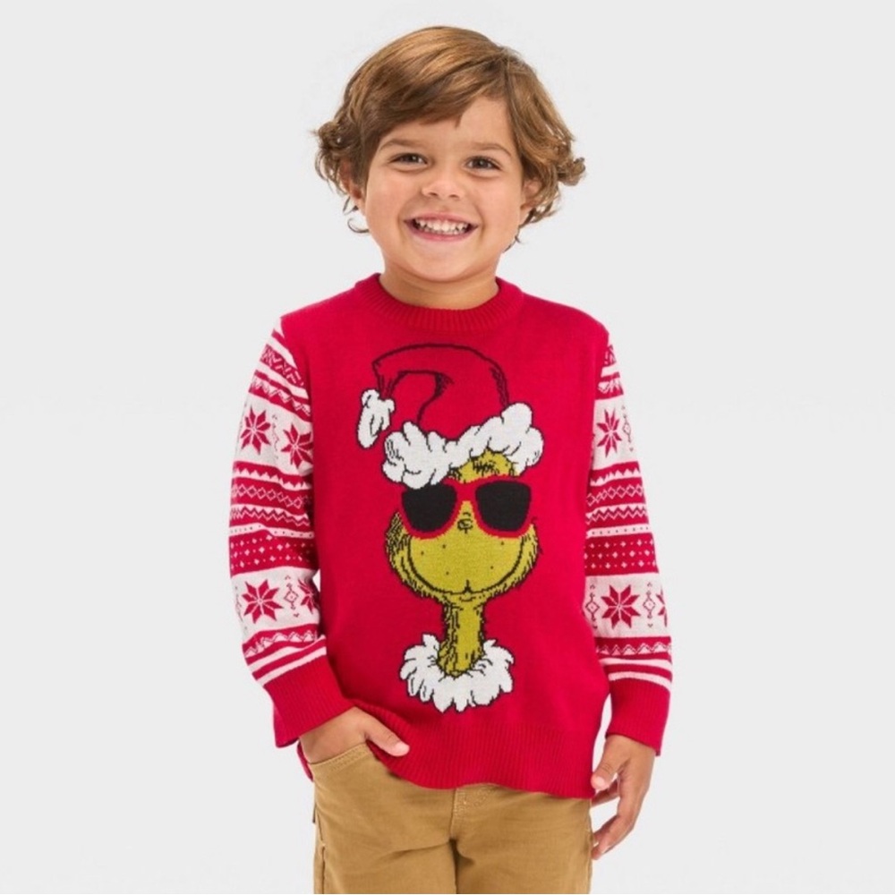 Toddler Boys' The Grinch Knitted Pullover
Sweater - Red 18 Months